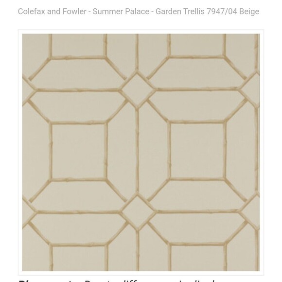 Colefax and Fowler - Summer Palace - Garden Trellis 7947/04 Beige1 Roll New - Picture 1 of 7